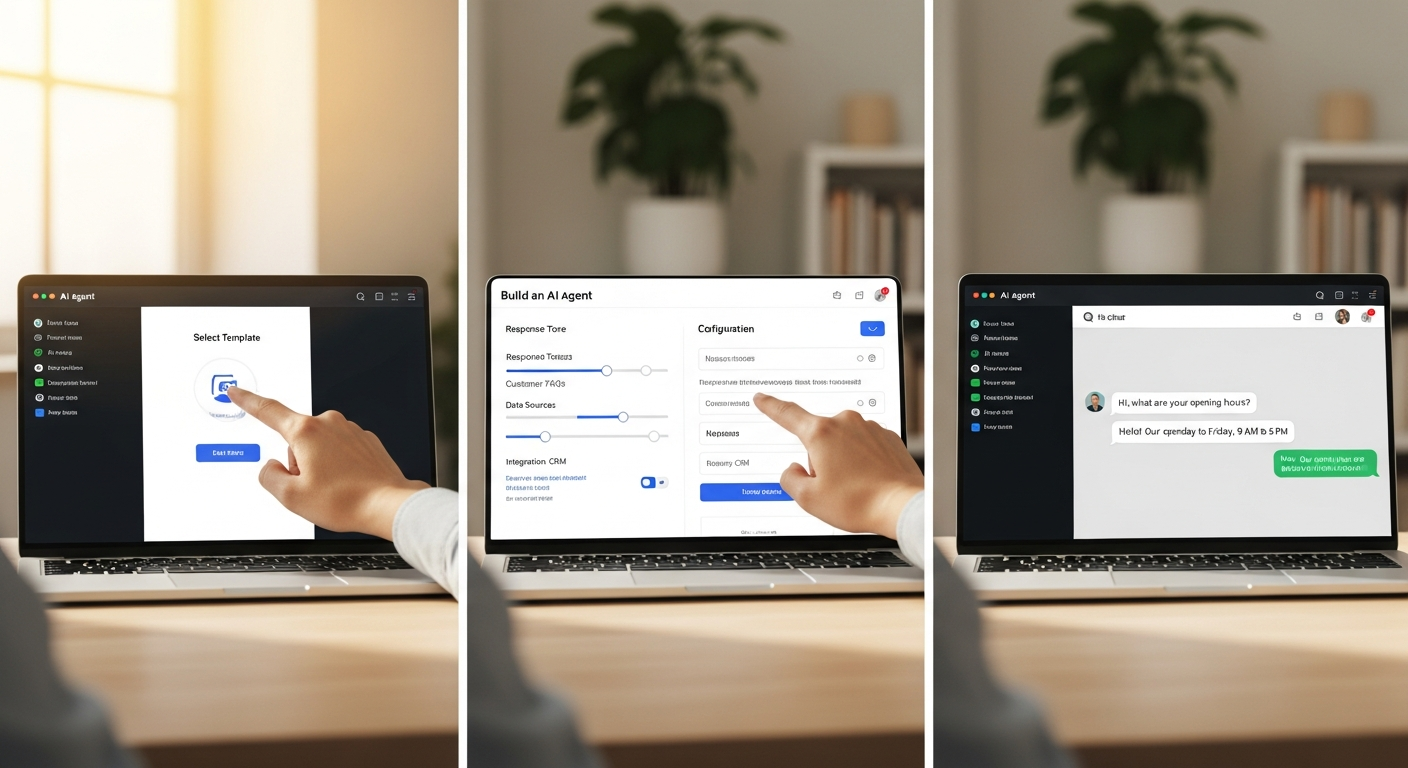 Proceso paso a paso de construcción de un agente de IA en plataforma visual